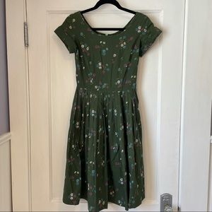 Vintage Floral Full-Skirted Dress